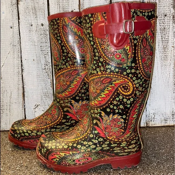 Nomad Shoes Nomad Puddles Red Paisley Rain Boots Poshmark